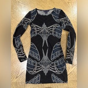 French connection abstract print body con dress